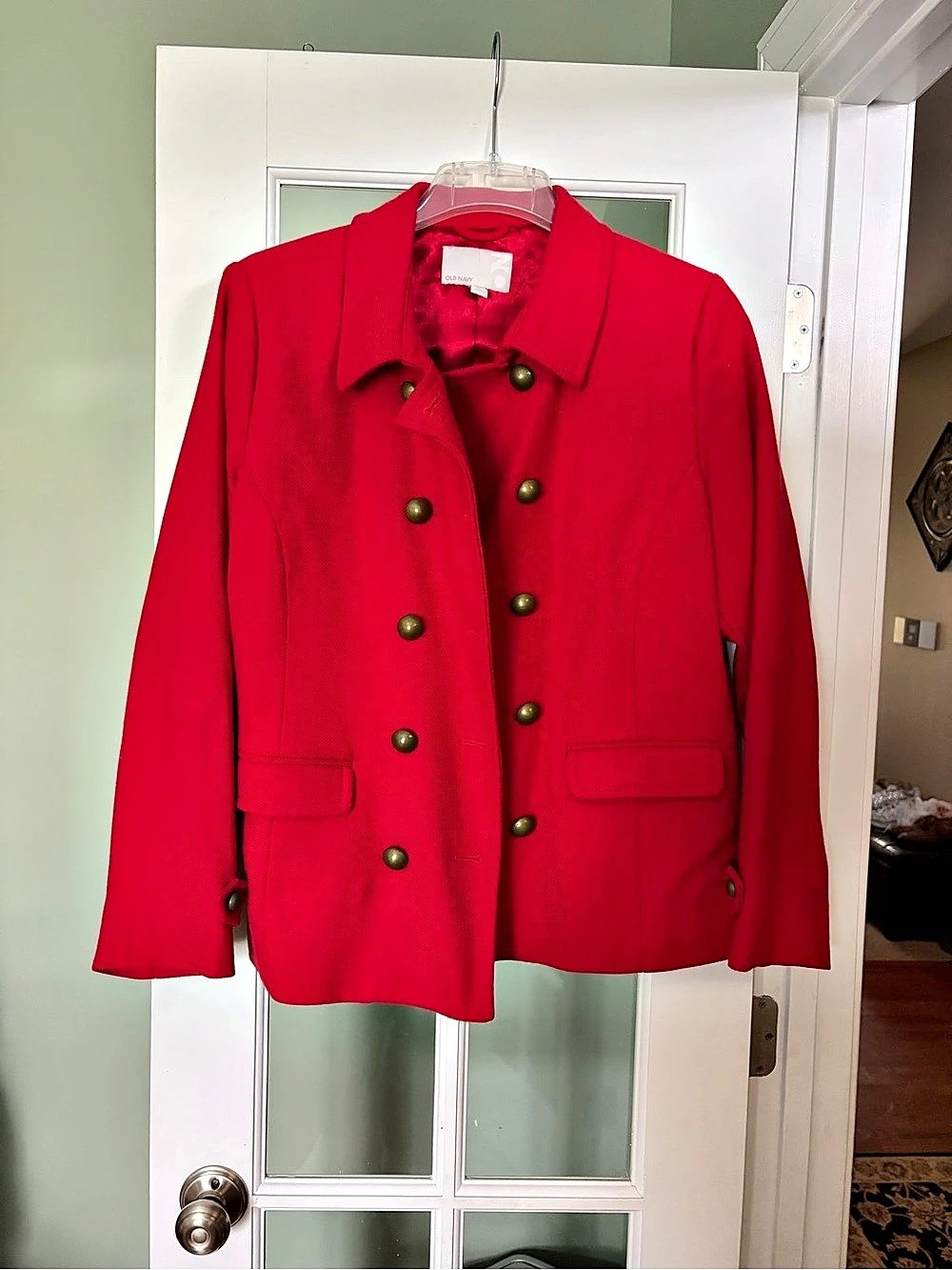 Women's Red Double-Breasted Jacket